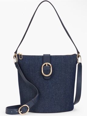 Talbots Navy Denim Hobo with Gold Buckle